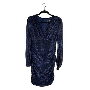 MSK Women's 4‎ Mini ShortCocktail Party Dress V-Neck Purple Black Ruched NWT